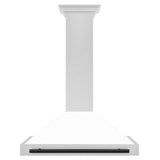 ZLINE 36 in. Autograph Edition Convertible Fingerprint Resistant DuraSnow' Stainless Steel Range Hood with White Matte Shell and Champagne Bronze Handle (KB4SNZ-WM36-CB) [Color: Matte Black Accents] - (KB4SNZWM36MB)