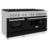 ZLINE 60 in. 7.4 cu. ft. Dual Fuel Range with Gas Stove and Electric Oven in DuraSnow Stainless Steel and Colored Door Options (RAS-60) [Color: DuraSnow Stainless Steel with Black Matte Door] - (RASBLM60)