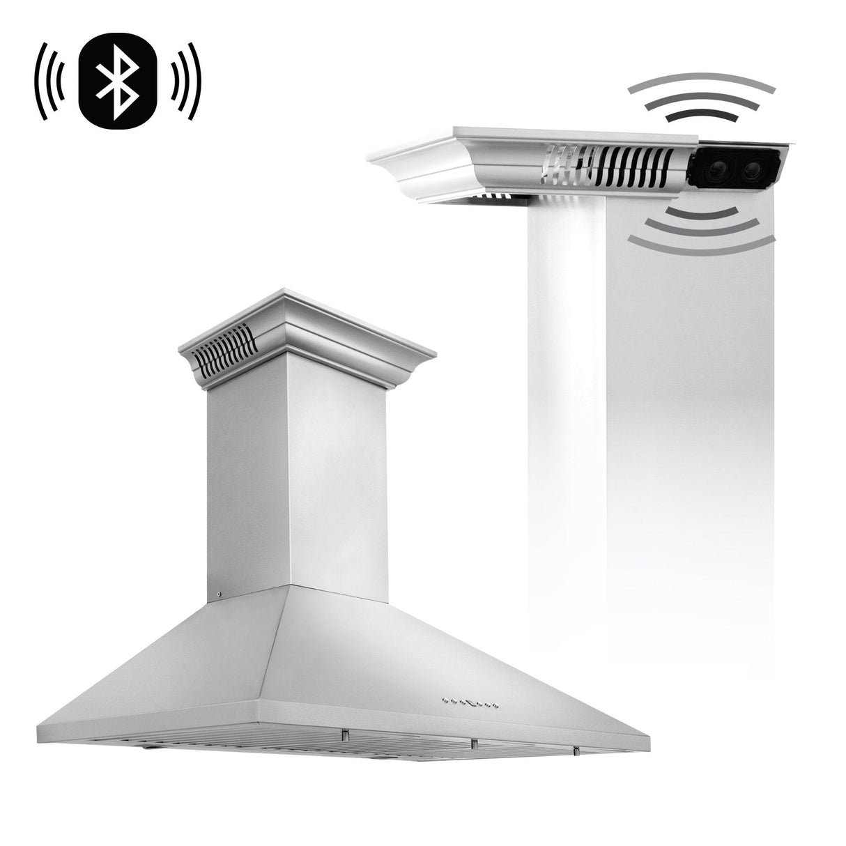 ZLINE 30 in. Ducted Vent Wall Mount Range Hood in Stainless Steel with Built-in ZLINE CrownSound Bluetooth Speakers (KL2CRN-BT) - (KL2CRNBT42)