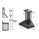 ZLINE Wooden Wall Mount Range Hood In Black - Includes Motor (KPCC) - (KPCC36)