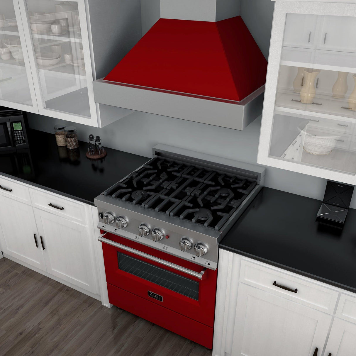 ZLINE 30 in. 4.0 cu. ft. Dual Fuel Range with Gas Stove and Electric Oven in All DuraSnow Stainless Steel with Color Door Options (RAS-SN-30) [Color: Red Matte] - (RASRM30)