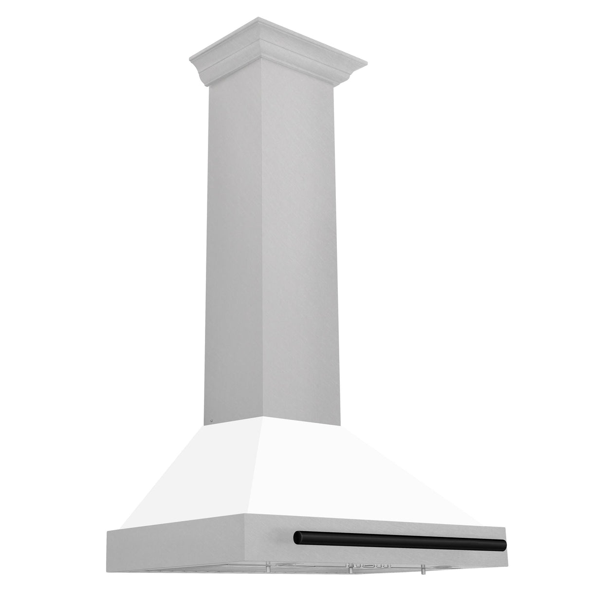 ZLINE 30 in. Autograph Edition Convertible Fingerprint Resistant DuraSnow' Stainless Steel Range Hood with White Matte Shell and Champagne Bronze Handle (KB4SNZ-WM30-CB) [Color: Matte Black Accents] - (KB4SNZWM30MB)