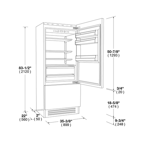 36" OVERLAY BUILT-IN FRIDGE - LEFT HINGE - (F7IBM36O1L)