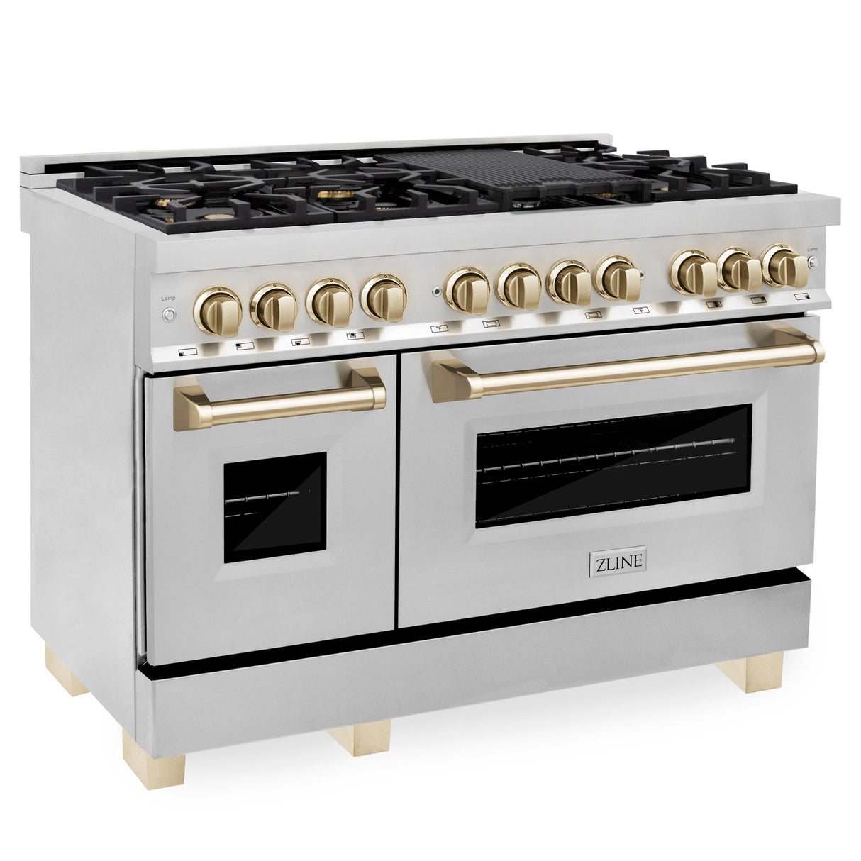 ZLINE Autograph Edition 48" 6.0 cu. ft. Dual Fuel Range with Gas Stove and Electric Oven in Stainless Steel with Accents (RAZ-48) [Color: Gold] - (RAZ48G)