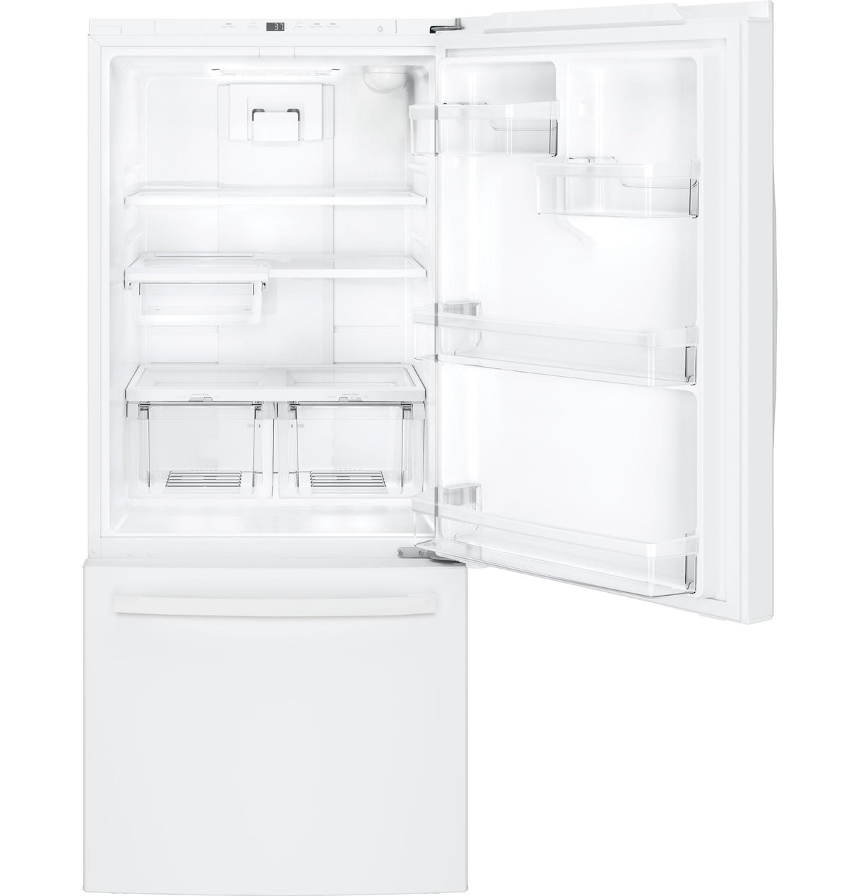 GE(R) ENERGY STAR(R) 21.0 Cu. Ft. Bottom-Freezer Refrigerator - (GDE21EGKWW)