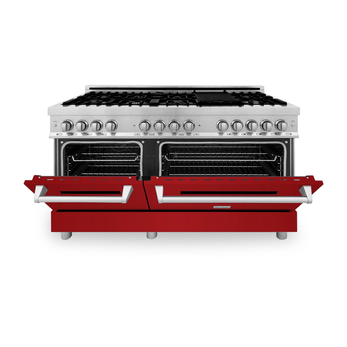 ZLINE 60 in. 7.4 cu. ft. Dual Fuel Range with Gas Stove and Electric Oven in Stainless Steel with Color Options (RA60) [Color: Red Gloss] - (RARG60)