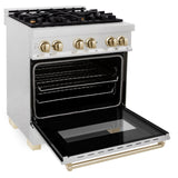 ZLINE Autograph Edition 30" 4.0 cu. ft. Dual Fuel Range with Gas Stove and Electric Oven in DuraSnow Stainless Steel with Accents (RASZ-SN-30) [Color: Gold] - (RASZSN30G)