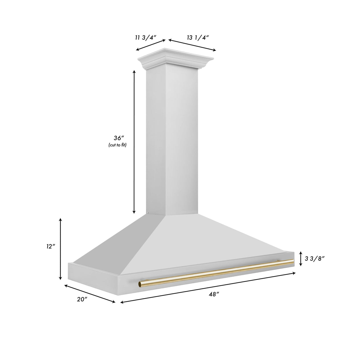 ZLINE 48 in. Autograph Edition Convertible Stainless Steel Range Hood with Stainless Steel Shell [Color: Gold Accents] - (KB4STZ48G)