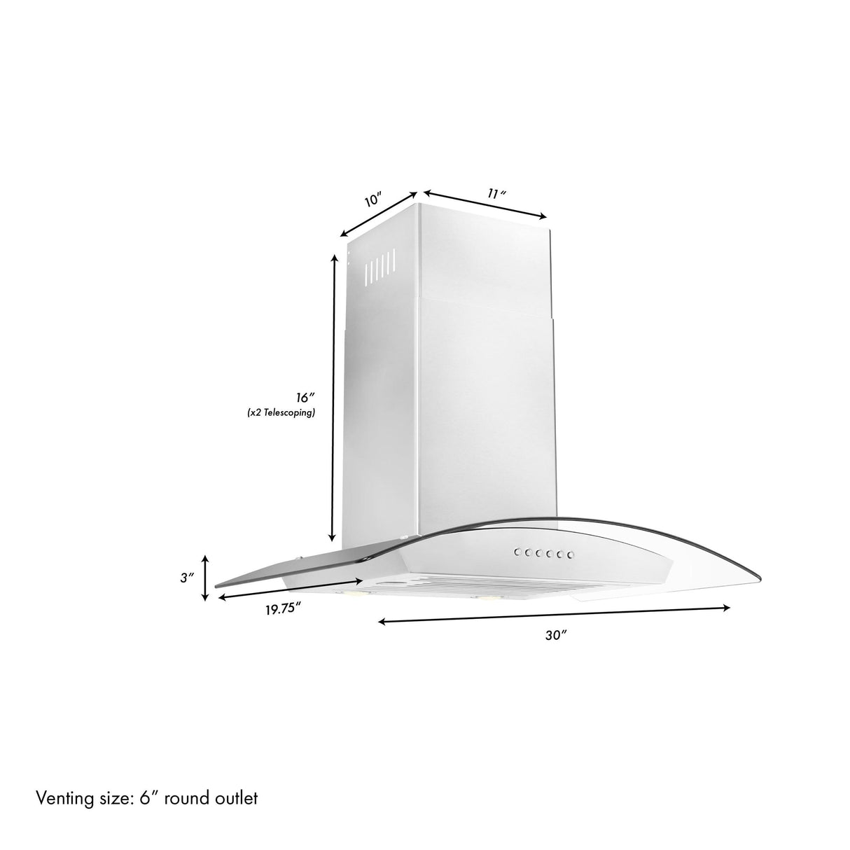 ZLINE Alpine Series Ducted Wall Mount Range Hood in Stainless Steel (ALP70WL) - (ALP70WL30)