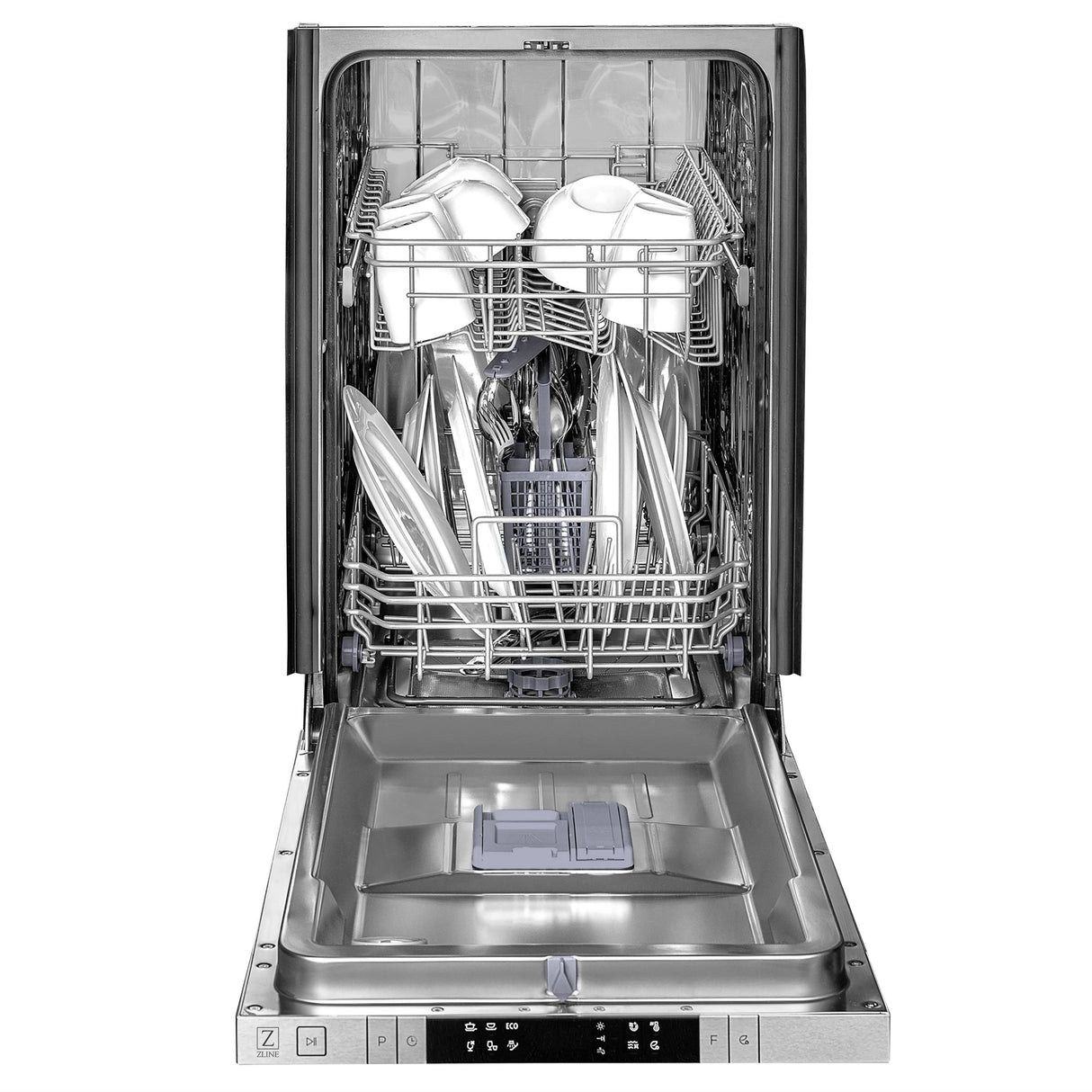 ZLINE 18 in. Compact Top Control Dishwasher with Stainless Steel Tub and Modern Style Handle, 52 dBa (DW-18) [Color: Black Stainless] - (DWBSH18)