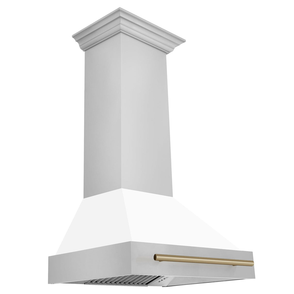 ZLINE 30 in. Autograph Edition Stainless Steel Range Hood with White Matte Shell and Accents (8654STZ-WM30) [Color: Champagne Bronze] - (8654STZWM30CB)