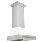 ZLINE 30 in. Autograph Edition Stainless Steel Range Hood with White Matte Shell and Accents (8654STZ-WM30) [Color: Champagne Bronze] - (8654STZWM30CB)