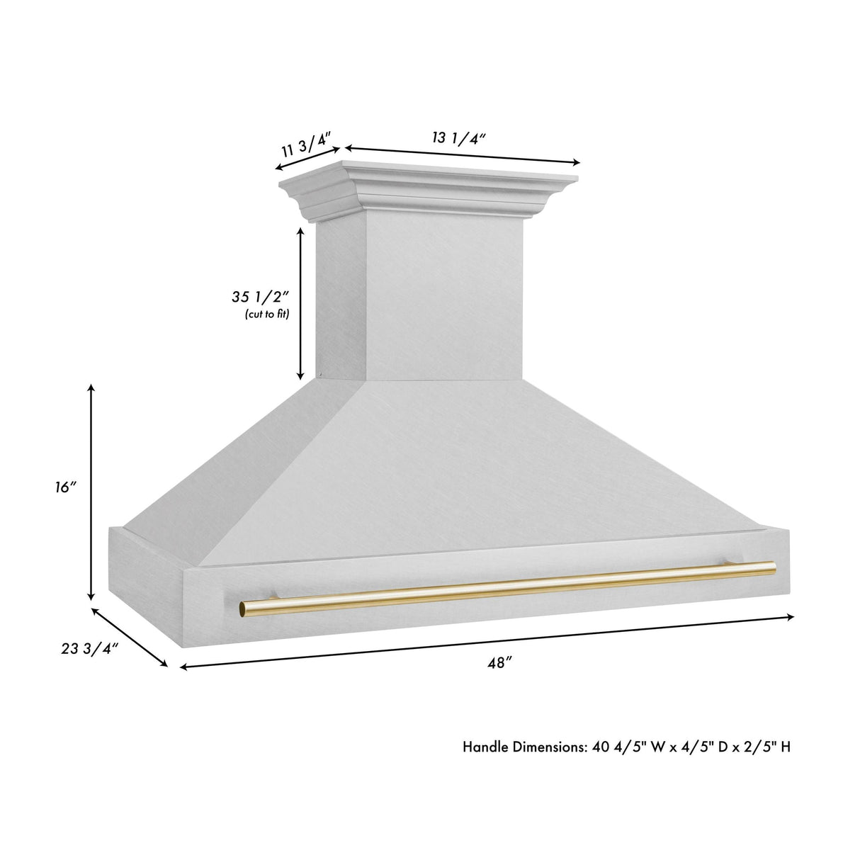 48 in. ZLINE Autograph Edition DuraSnow Stainless Steel Range Hood with DuraSnow Stainless Steel Shell (8654SNZ-48) [Color: Gold] - (8654SNZ48G)