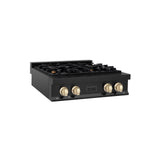 ZLINE Autograph Edition 30" Porcelain Rangetop with 4 Gas Burners in Black Stainless Steel and Polished Gold Accents (RTBZ-30-G) - (RTBZ30G)