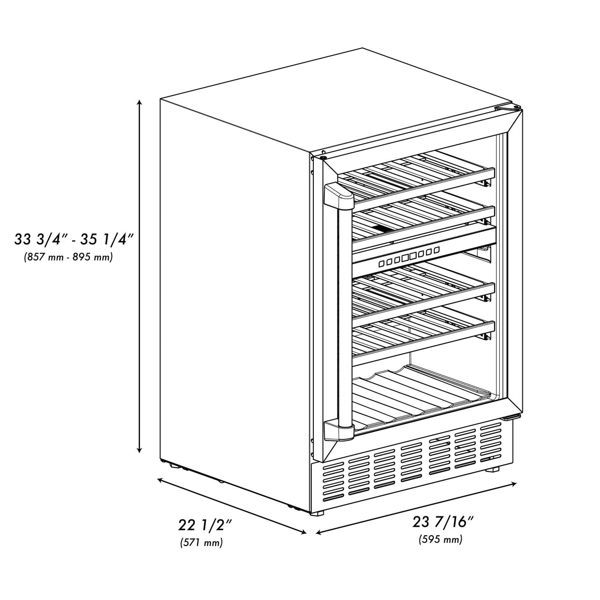 ZLINE 24" Autograph Edition Dual Zone 44-Bottle Wine Cooler in Stainless Steel with Wood Shelf and Polished Gold Accents (RWVZ-UD-24-G) - (RWVZUD24G)