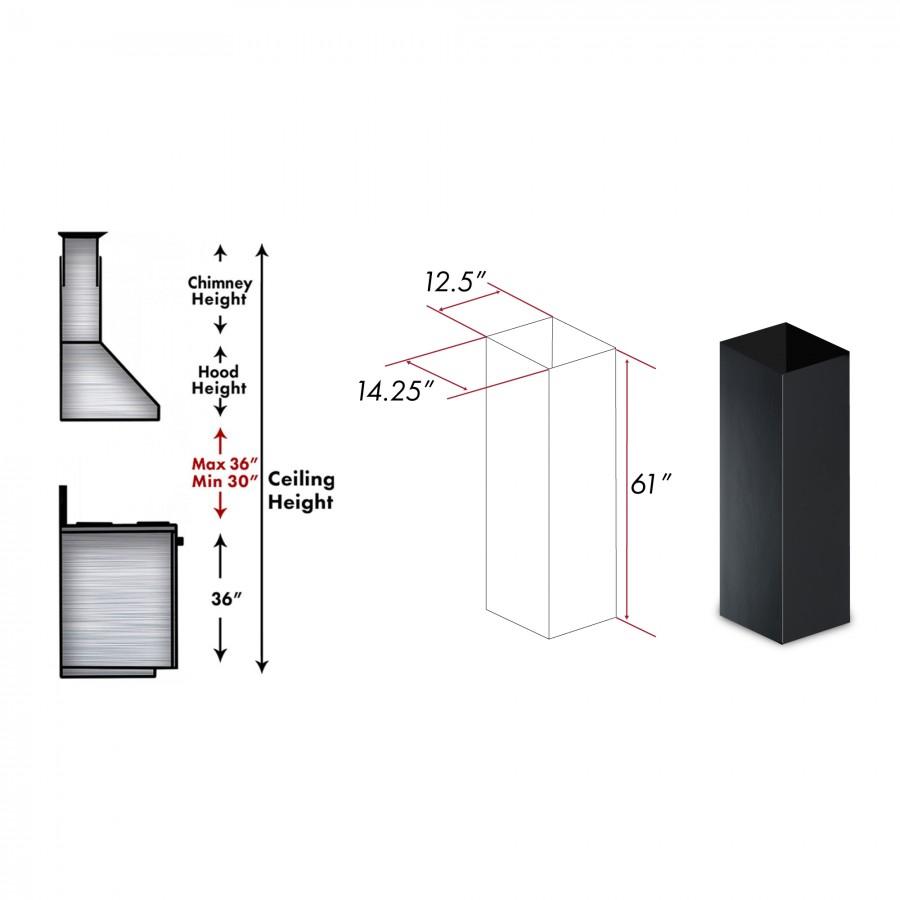 ZLINE 61 in. Wooden Chimney Extension for Ceilings up to 12.5 ft. (KBiCC-E) - (KBICCE)