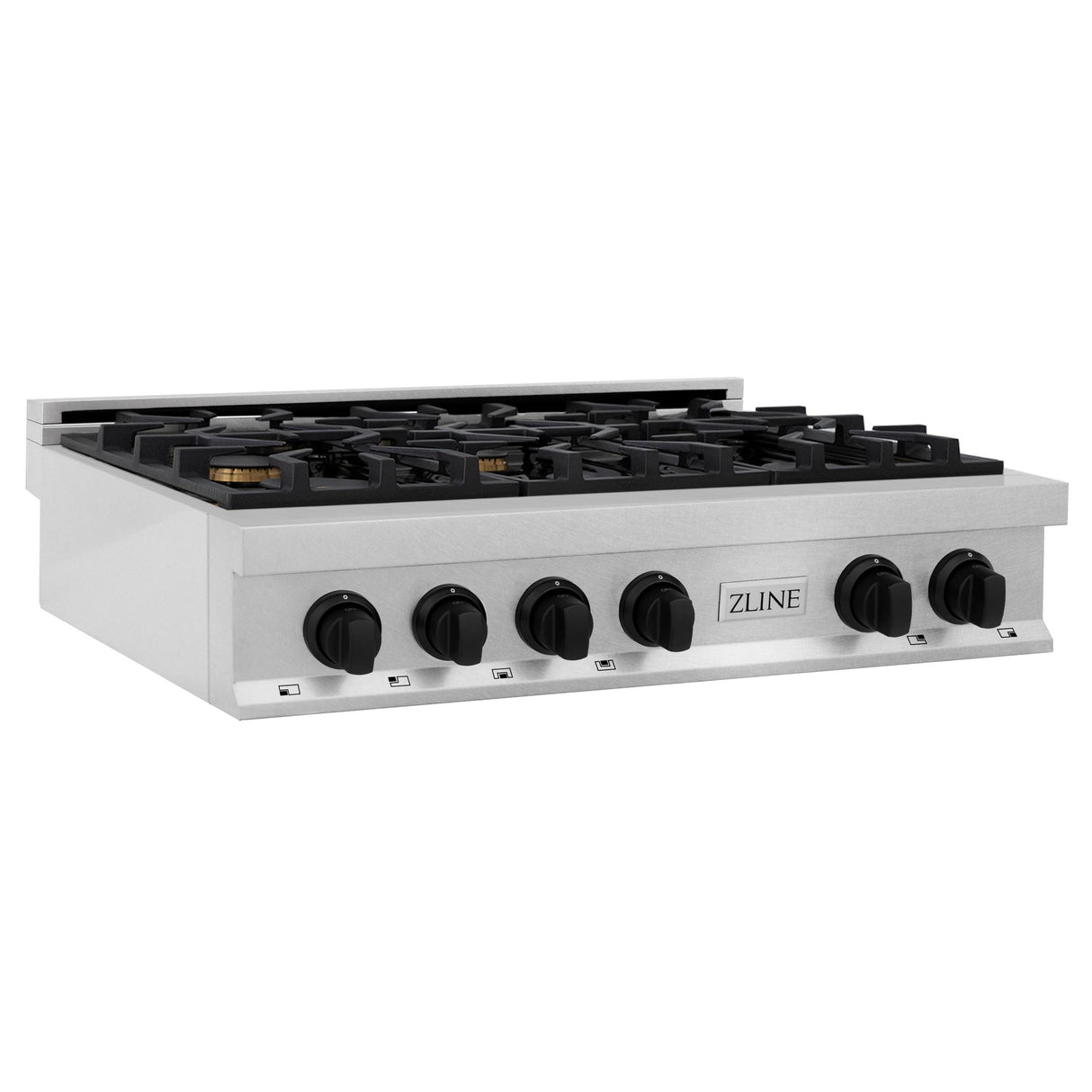 ZLINE Autograph Edition 36" Porcelain Rangetop with 6 Gas Burners in Fingerprint Resistant Stainless Steel and Matte Black Accents (RTSZ-36-MB) - (RTSZ36MB)