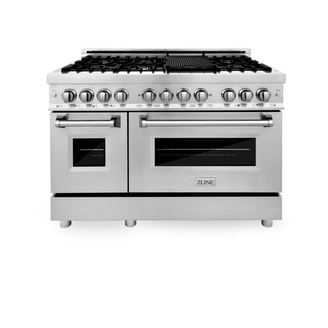 ZLINE 48 in. 6.0 cu. ft. Electric Oven and Gas Cooktop Dual Fuel Range with Griddle in Stainless Steel (RA-GR-48) - (RAGR48)