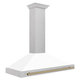 ZLINE 48 in. Autograph Edition DuraSnow Stainless Steel Range Hood with White Matte Shell and Accented Handles (KB4SNZ-WM48) [Color: Champagne Bronze Accents] - (KB4SNZWM48CB)