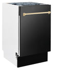 ZLINE Autograph Edition 18' Compact 3rd Rack Top Control Dishwasher in Black Stainless Steel with Accent Handle, 51dBa (DWVZ-BS-18) [Color: Gold] - (DWVZBS18G)