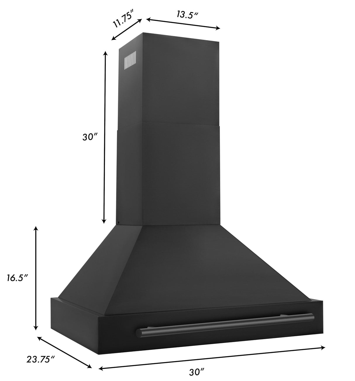 ZLINE Black Stainless Steel Range Hood with Black Stainless Steel Handle and Size Options(BS655-BS) - (BS65530BS)