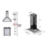 ZLINE Convertible Vent Island Mount Range Hood in Stainless Steel & Glass (GL9i) - (GL9I30)