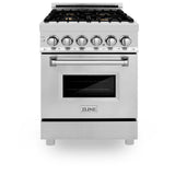 ZLINE 24 in. Professional Dual Fuel Range with Color Door Options (RA24) [Color: Stainless Steel with Brass Burners] - (RABR24)