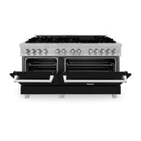 ZLINE 60 in. 7.4 cu. ft. Dual Fuel Range with Gas Stove and Electric Oven in DuraSnow Stainless Steel and Colored Door Options (RAS-60) [Color: DuraSnow Stainless Steel with Black Matte Door] - (RASBLM60)