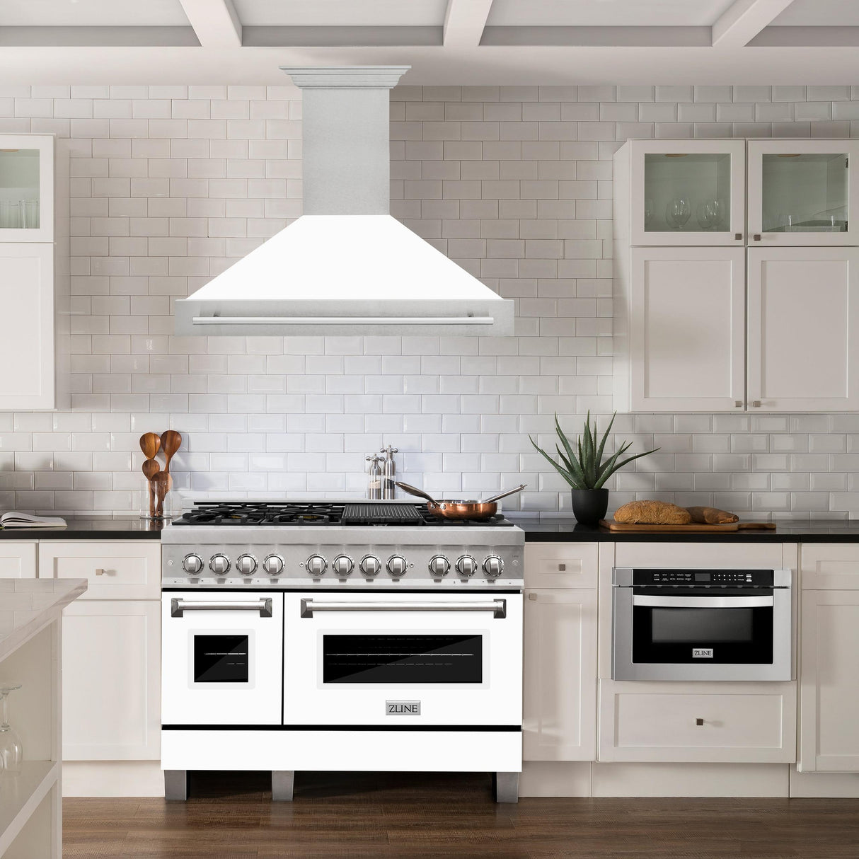 ZLINE 48 in. DuraSnow Stainless Steel Range Hood with Colored Shell Options (8654SNX-48) [Color: White Matte] - (8654SNXWM48)