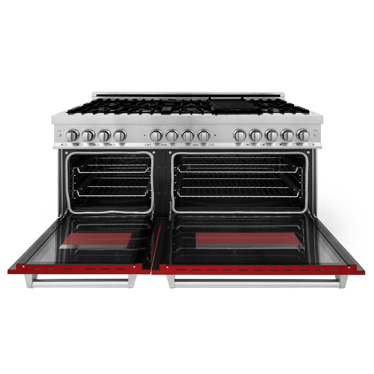 ZLINE 60 in. 7.4 cu. ft. Dual Fuel Range with Gas Stove and Electric Oven in Stainless Steel with Color Options (RA60) [Color: Red Gloss] - (RARG60)