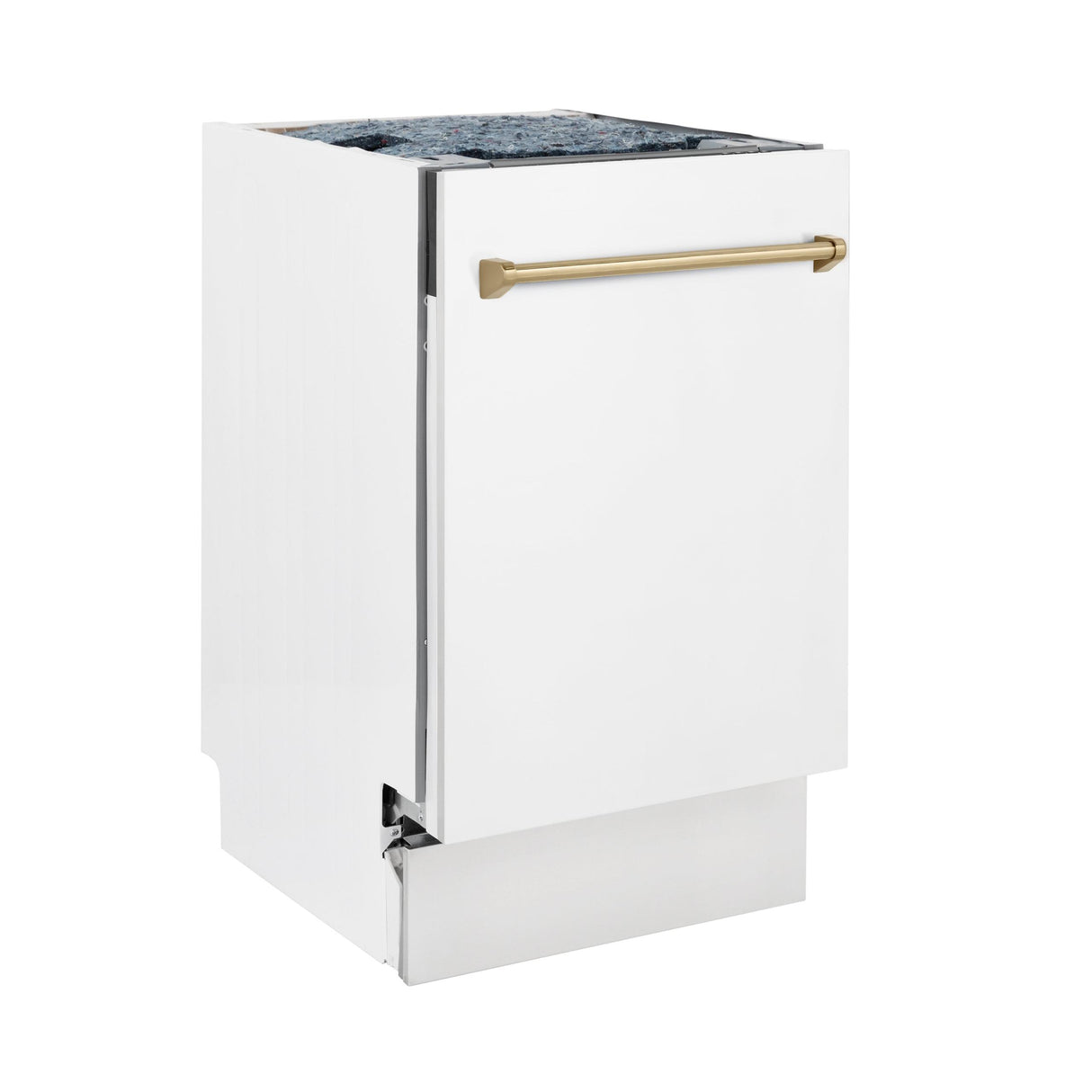 ZLINE Autograph Edition 18" Compact 3rd Rack Top Control Dishwasher in White Matte with Accent Handle, 51dBa (DWVZ-WM-18) [Color: Champagne Bronze] - (DWVZWM18CB)