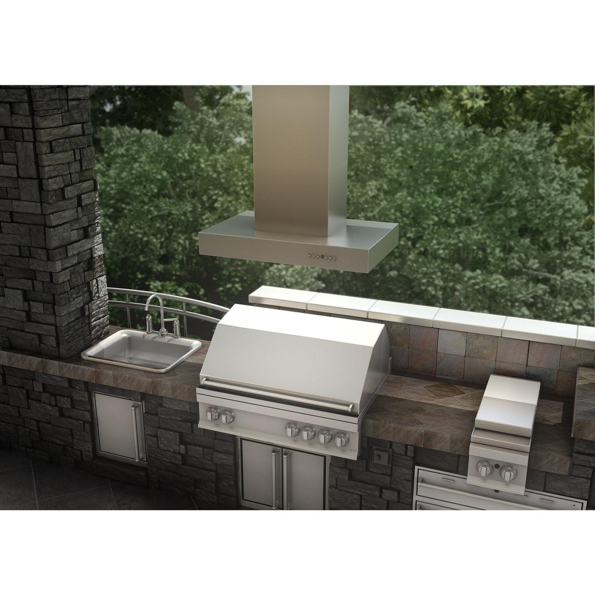 ZLINE Ducted Outdoor Island Mount Range Hood in Stainless Steel (KECOMi-304) - (KECOMI30436)