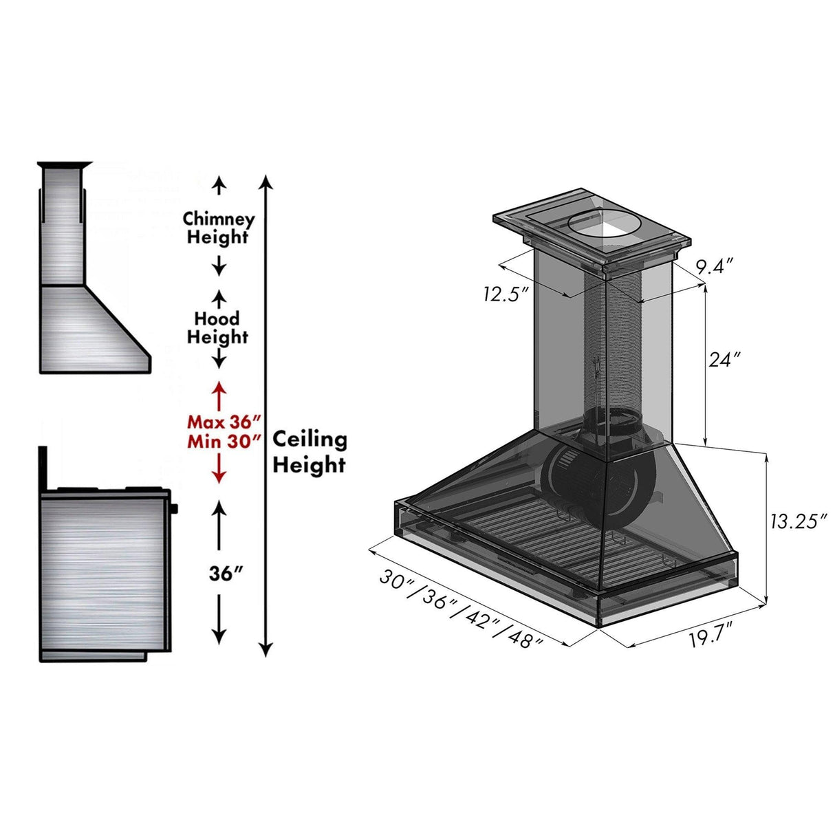 ZLINE Convertible Vent Wooden Wall Mount Range Hood in Walnut (KBRR) - (KBRR30)