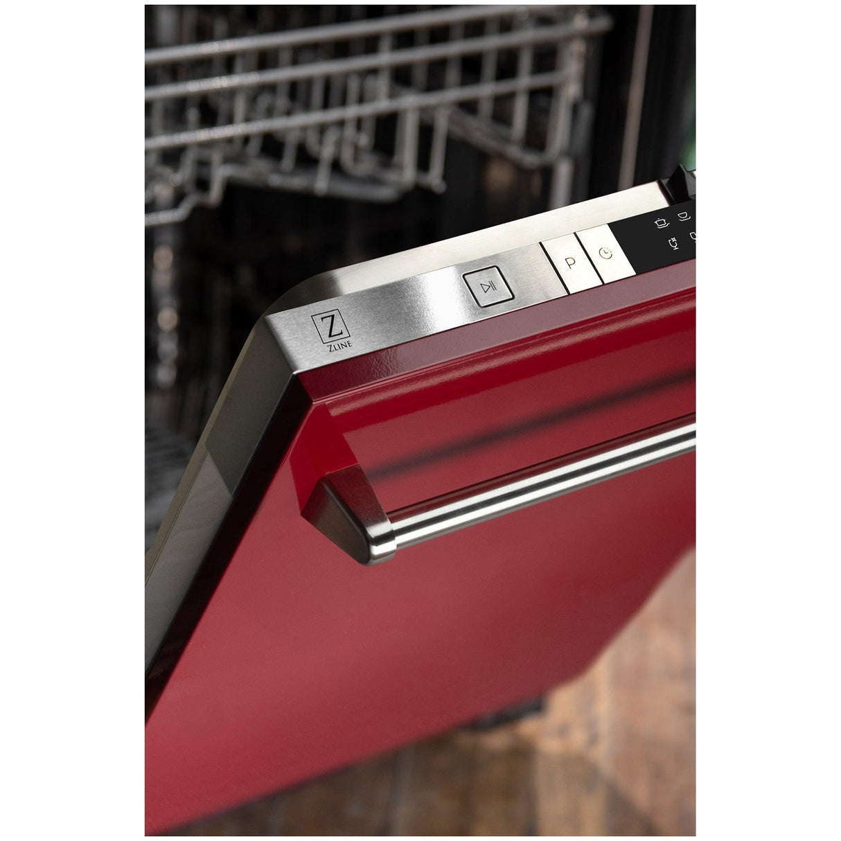 ZLINE 24 in. Top Control Dishwasher with Stainless Steel Tub and Traditional Style Handle, 52dBa (DW-24) [Color: Red Gloss] - (DWRG24)