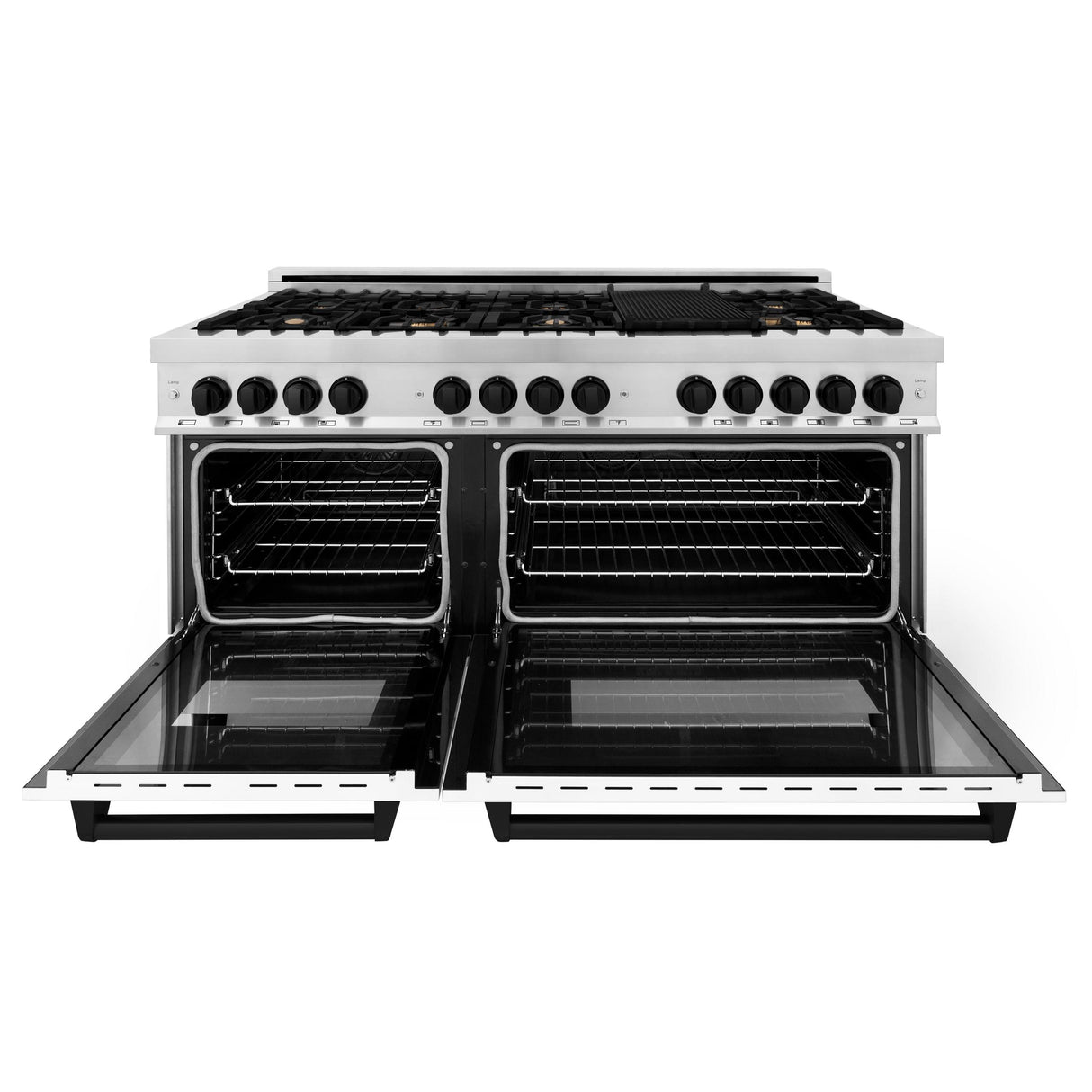 ZLINE Autograph Edition 60" 7.4 cu. ft. Dual Fuel Range with Gas Stove and Electric Oven in Stainless Steel with White Matte Door and Accents (RAZ-WM-60) [Color: Matte Black] - (RAZWM60MB)