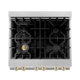 ZLINE Autograph Edition 30" 4.0 cu. ft. Dual Fuel Range with Gas Stove and Electric Oven in DuraSnow Stainless Steel with White Matte Door and Accents (RASZ-WM-30) [Color: Gold] - (RASZWM30G)