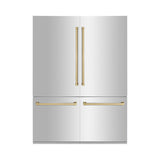 ZLINE 60" Autograph Edition 32.2 cu. ft. Built-in 4-Door French Door Refrigerator with Internal Water and Ice Dispenser in Stainless Steel with Champagne Bronze Accents (RBIVZ-304-60-CB) - (RBIVZ30460CB)