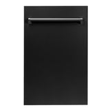 ZLINE 18 in. Compact Top Control Dishwasher with Stainless Steel Tub and Traditional Handle, 52dBa (DW-18) [Color: Black Matte] - (DWBLM18)