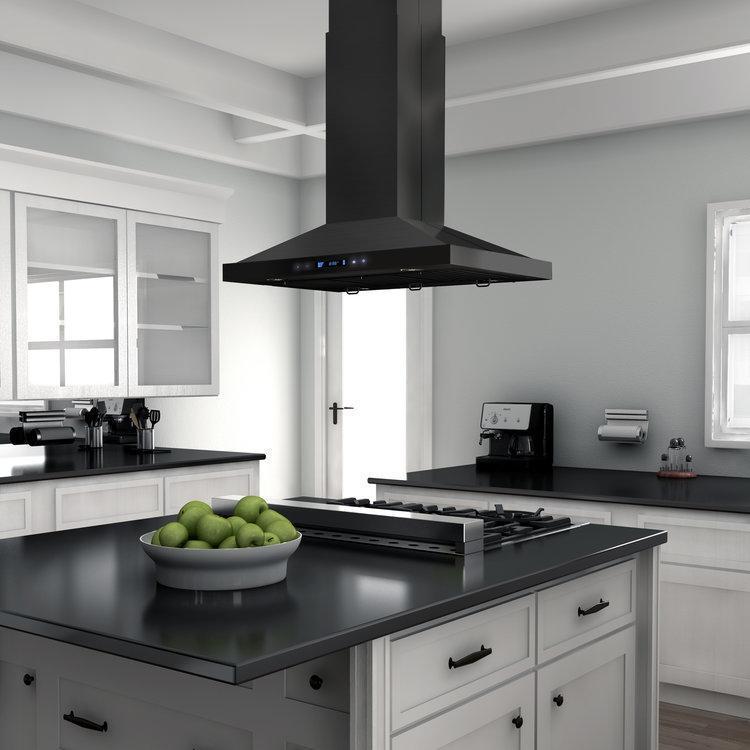 ZLINE Convertible Vent Island Mount Range Hood in Black Stainless Steel (BSGL2iN) - (BSGL2IN30)