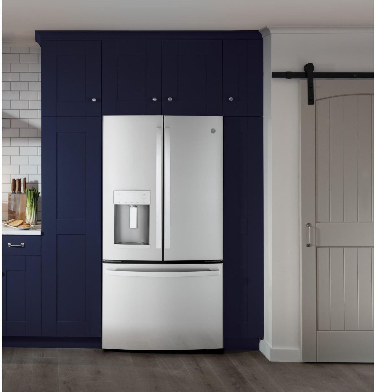 GE(R) ENERGY STAR(R) 22.1 Cu. Ft. Counter-Depth Fingerprint Resistant French-Door Refrigerator - (GYE22GYNFS)