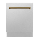 ZLINE Autograph Edition 24" 3rd Rack Top Control Tall Tub Dishwasher in DuraSnow Stainless Steel with Accent Handle, 51dBa (DWVZ-SN-24) [Color: Champagne Bronze] - (DWVZSN24CB)