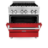 ZLINE 30 in. Dual Fuel Range with Gas Stove and Electric Oven in Stainless Steel (RA30) [Color: Red Matte] - (RARM30)