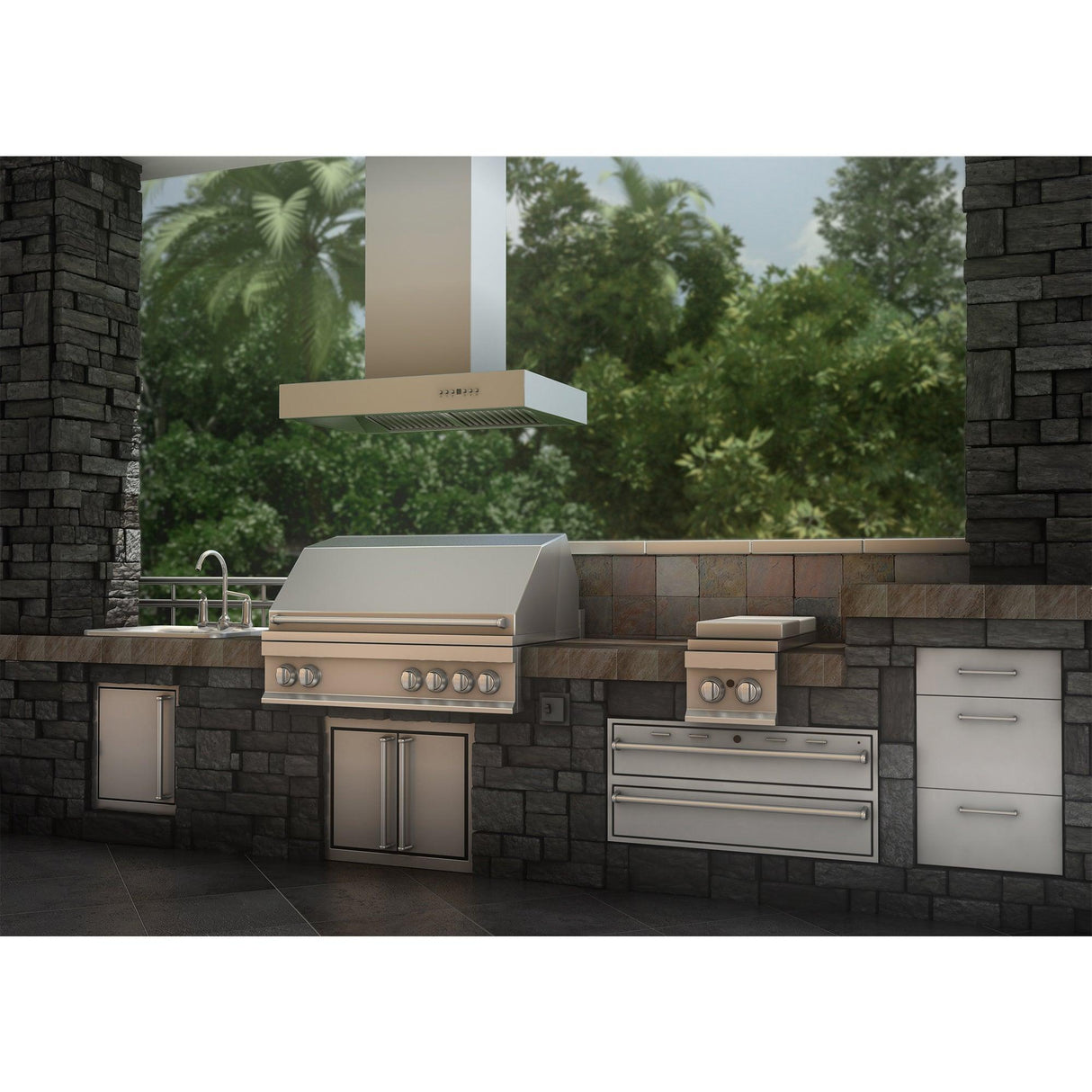 ZLINE 48 in. Outdoor Island Mount Range Hood in Stainless Steel (KECOMi-304-48) - (KECOMI30448)