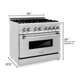 ZLINE 36 in. 4.6 cu. ft. Electric Oven and Gas Cooktop Dual Fuel Range with Griddle in Stainless Steel (RA-GR-36) - (RAGR36)