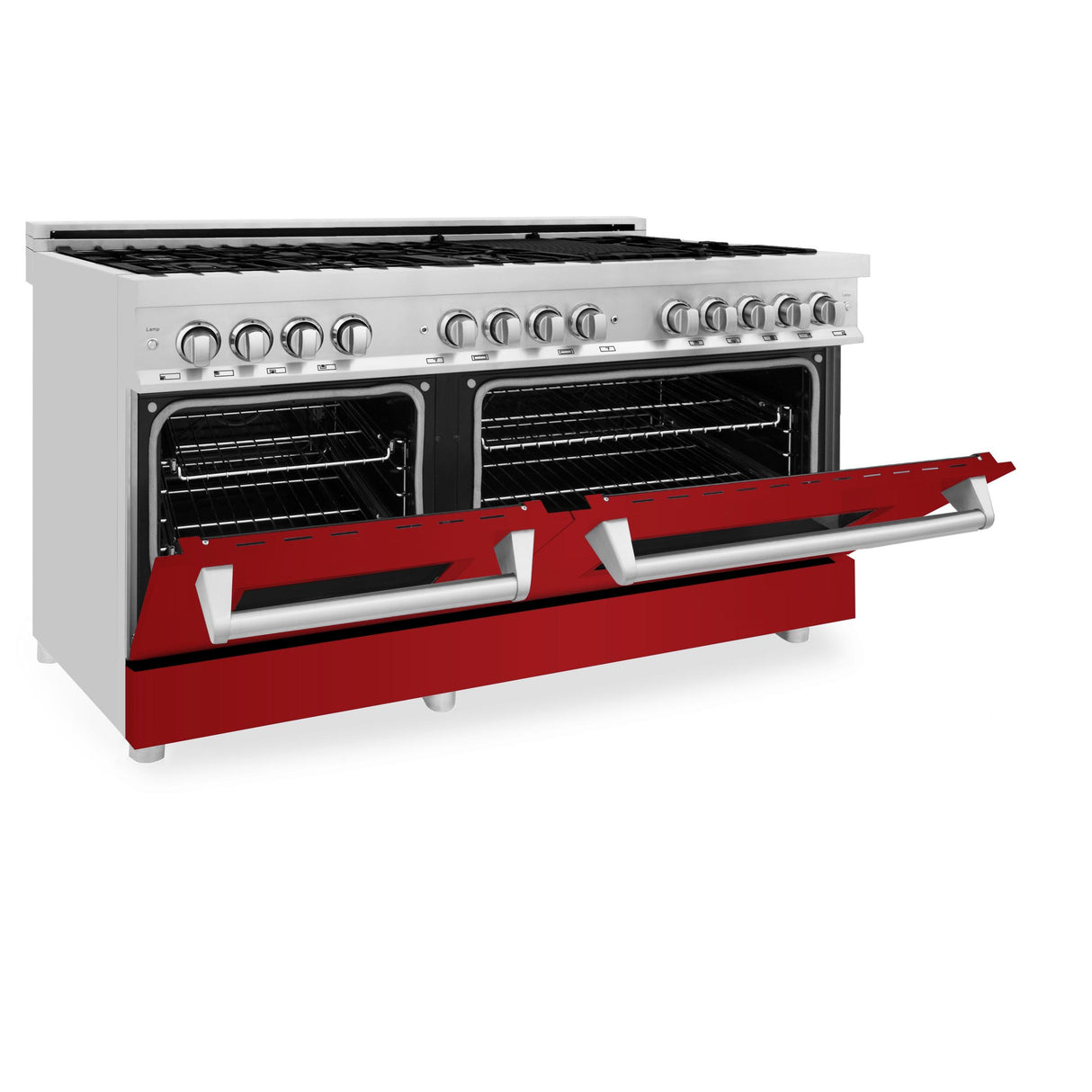 ZLINE 60 in. 7.4 cu. ft. Dual Fuel Range with Gas Stove and Electric Oven in Stainless Steel with Color Options (RA60) [Color: Red Gloss] - (RARG60)