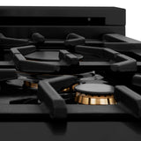 ZLINE 30 in. Porcelain Rangetop in Black Stainless with 4 Gas Burners (RTB-BR-30) with Brass Burners - (RTBBR30)