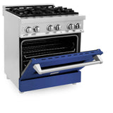 ZLINE 30 in. Dual Fuel Range with Gas Stove and Electric Oven in Stainless Steel (RA30) [Color: Blue Matte] - (RABM30)