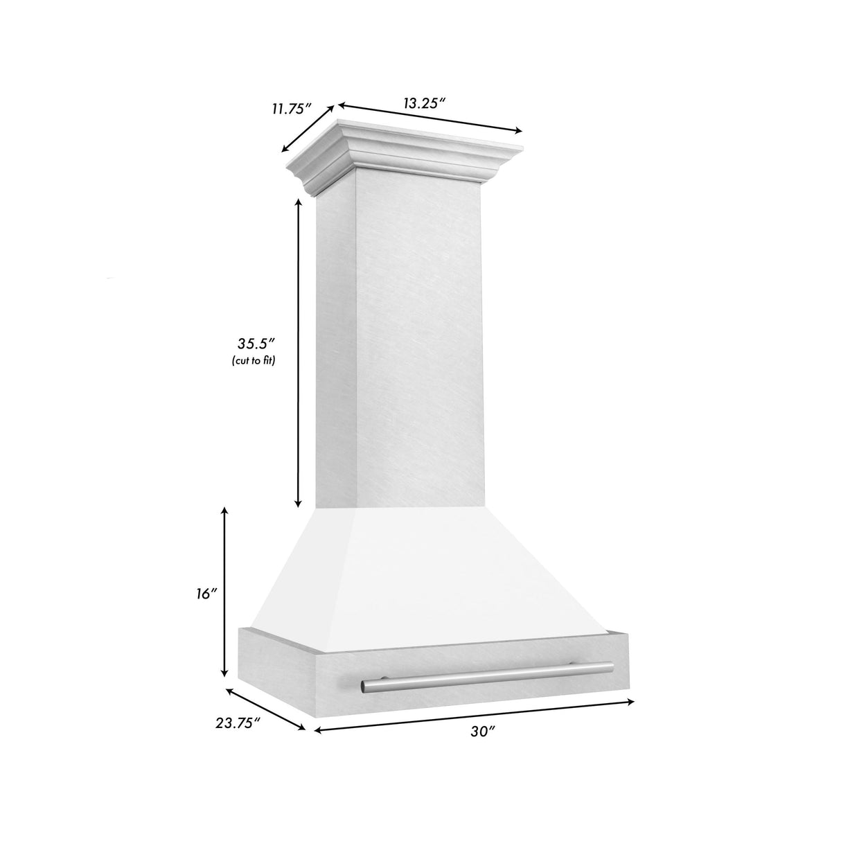 ZLINE 30 in. DuraSnow Stainless Steel Range Hood with Color Shell Options (8654SNX-30) [Color: White Matte] - (8654SNXWM30)