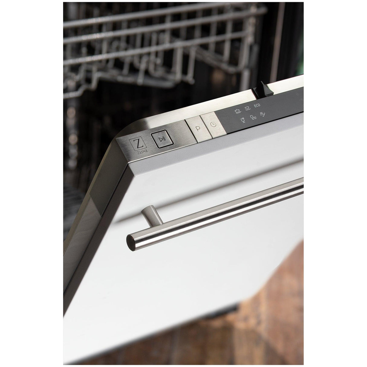 ZLINE 18 in. Compact Top Control Dishwasher with Stainless Steel Tub and Modern Style Handle, 52 dBa (DW-18) [Color: White Matte] - (DWWMH18)