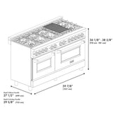 ZLINE 60 in. 7.4 cu. ft. Dual Fuel Range with Gas Stove and Electric Oven in DuraSnow Stainless Steel and Colored Door Options (RAS-60) [Color: DuraSnow Stainless Steel] - (RASSN60)